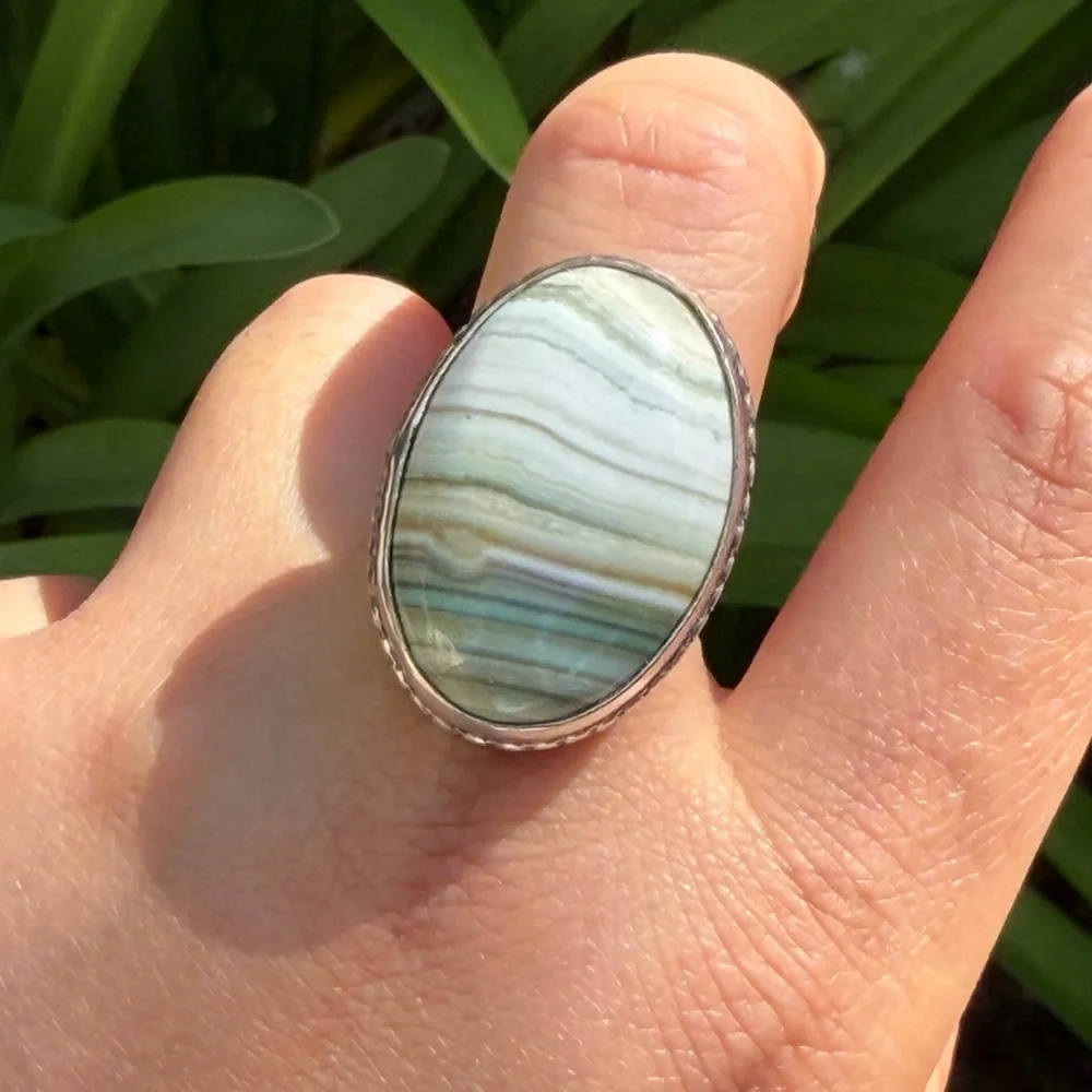 Size 8 925 silver plated imperial jasper ring‎ 0483